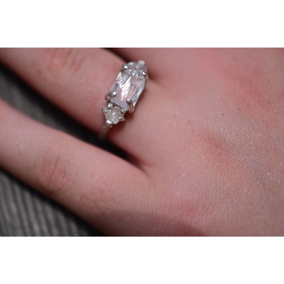 Alternative Engagement Ring Raw rustic Boho Promise Ring dainty unique s… - Picture 1 of 3